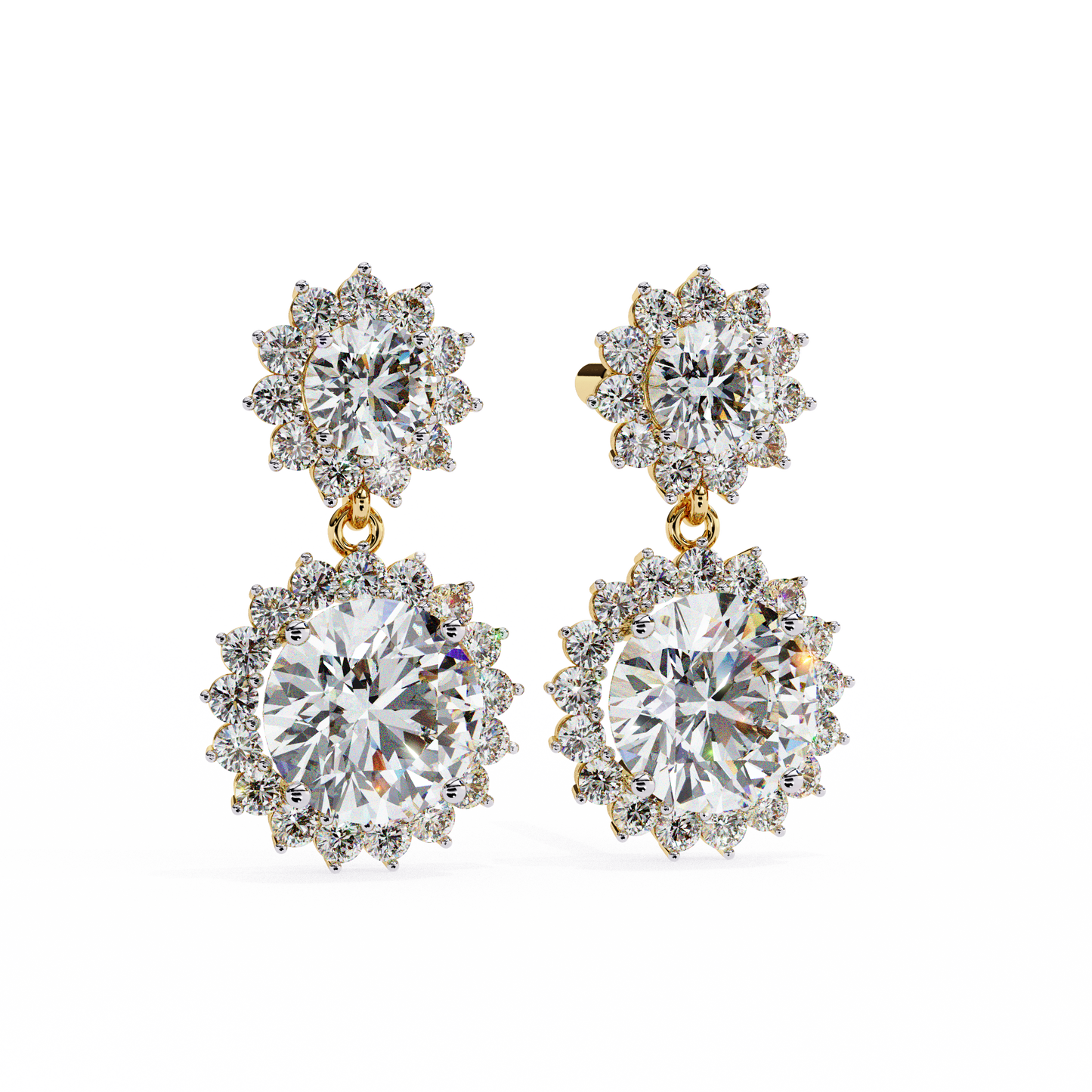 1.37Ct Round Cut Lab Grown Diamond Flower Shape Antique Elegant Classic Dainty Perfect Drop Earring For Gift