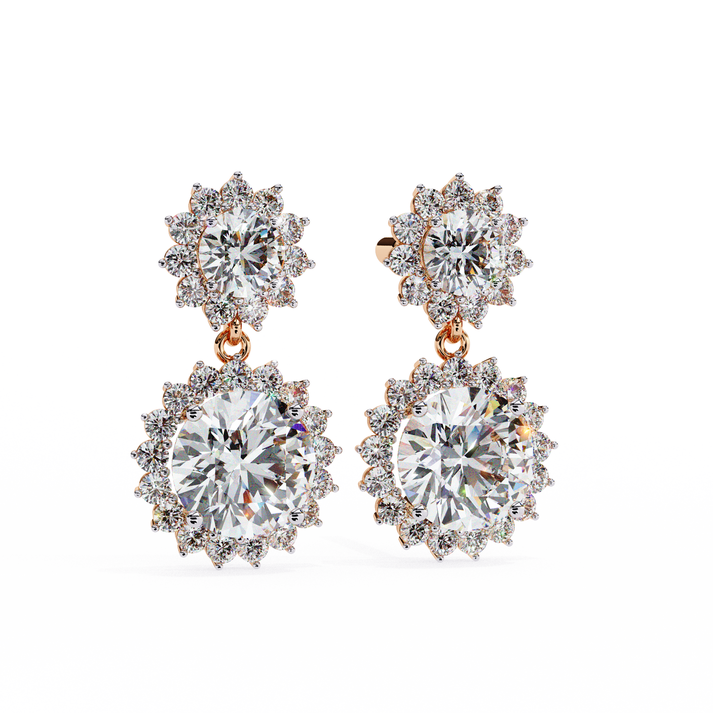 1.37Ct Round Cut Lab Grown Diamond Flower Shape Antique Elegant Classic Dainty Perfect Drop Earring For Gift