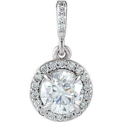 14K White 3/8 CTW Lab-Grown Diamond Halo-Style Pendant