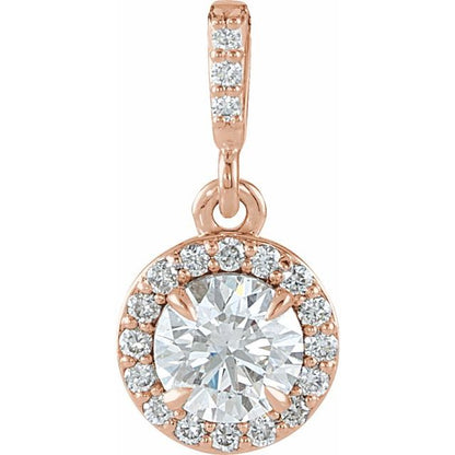 14K White 3/8 CTW Lab-Grown Diamond Halo-Style Pendant