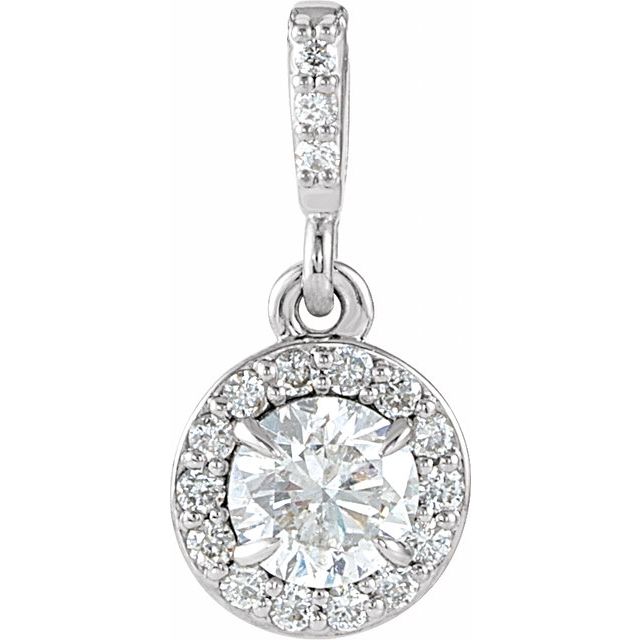 14K White 3/8 CTW Lab-Grown Diamond Halo-Style Pendant