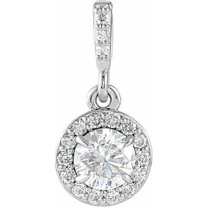 14K White 3/8 CTW Lab-Grown Diamond Halo-Style Pendant
