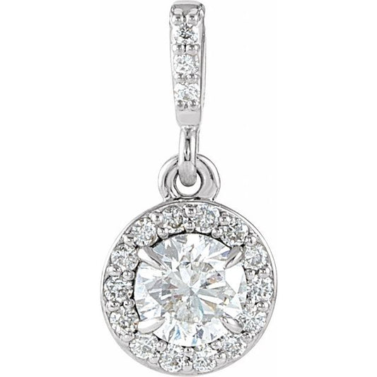 14K White 3/8 CTW Lab-Grown Diamond Halo-Style Pendant