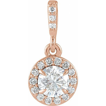 14K White 3/8 CTW Lab-Grown Diamond Halo-Style Pendant