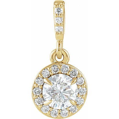 14K White 3/8 CTW Lab-Grown Diamond Halo-Style Pendant