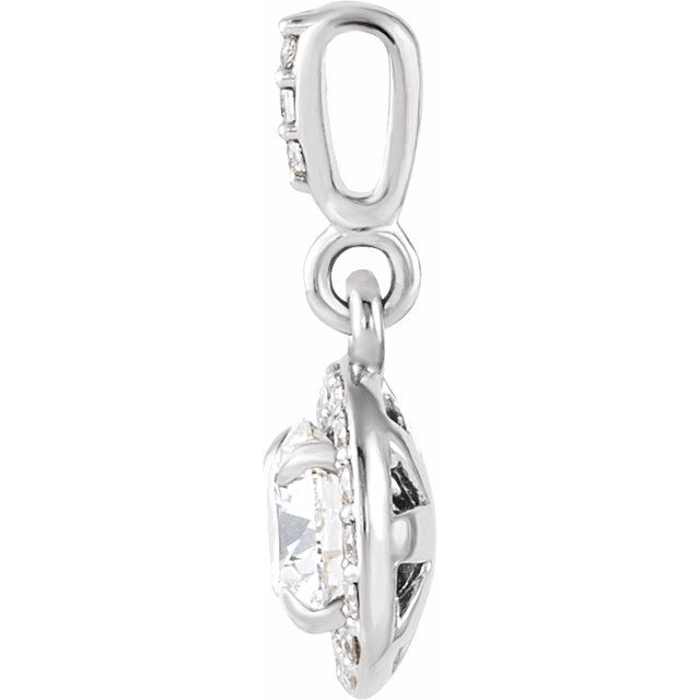 14K White 3/8 CTW Lab-Grown Diamond Halo-Style Pendant