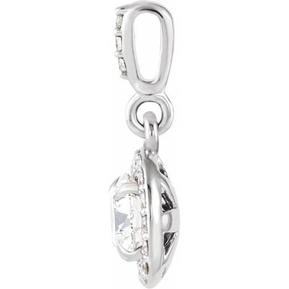 14K White 3/8 CTW Lab-Grown Diamond Halo-Style Pendant