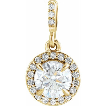 14K White 3/8 CTW Lab-Grown Diamond Halo-Style Pendant