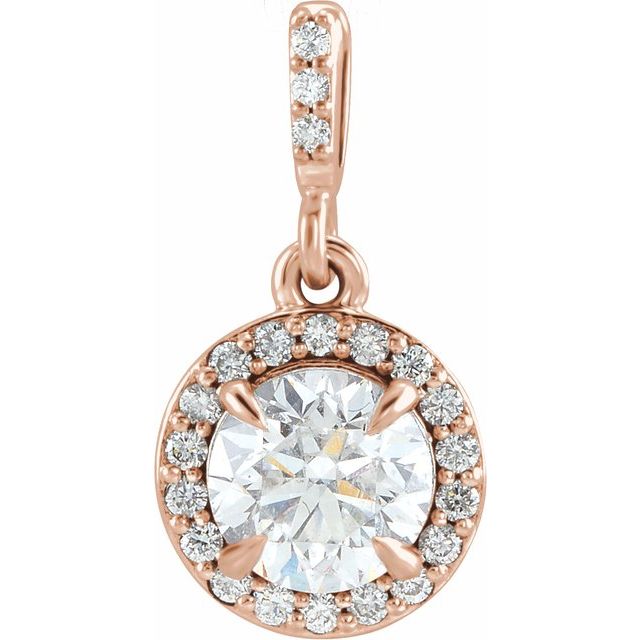14K White 3/8 CTW Lab-Grown Diamond Halo-Style Pendant