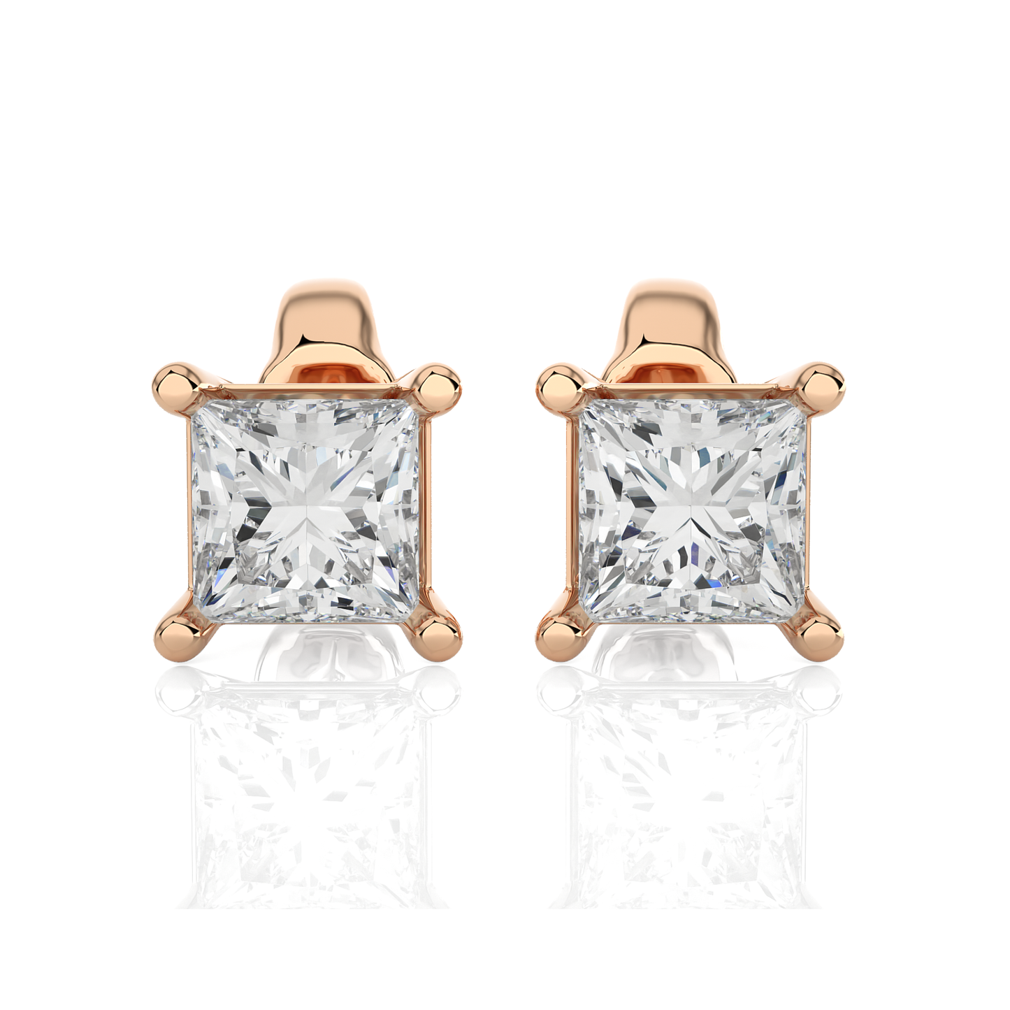 1 Carat Princess Cut Lab Grown Diamond Stud Earrings