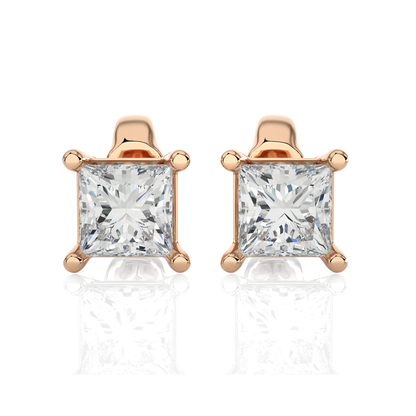 1 Carat Princess Cut Lab Grown Diamond Stud Earrings