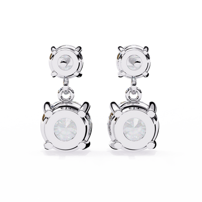 3.73Ct Round Cut Top Grade Lab Grown Diamond Elegant Dainty Classic Vintage Prong Set Drop Wedding Earring For Women's