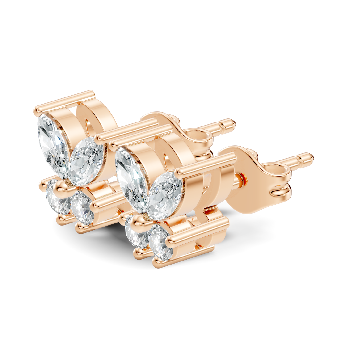 Marquise Cut Lab Grown Butterfly Shape Stud Diamond Earring