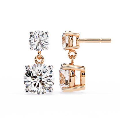 3.73Ct Round Cut Top Grade Lab Grown Diamond Elegant Dainty Classic Vintage Prong Set Drop Wedding Earring For Women's