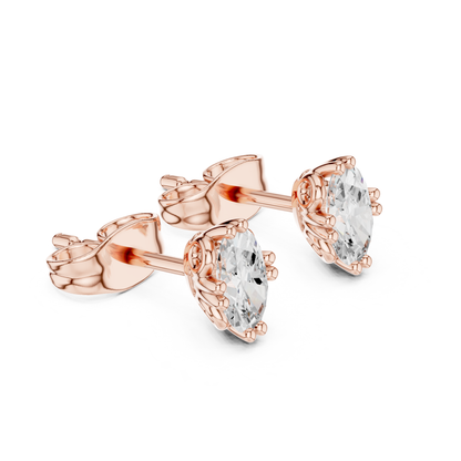 Oval Cut Solitaire Lab Grown Diamond Prong Set Stud Earring