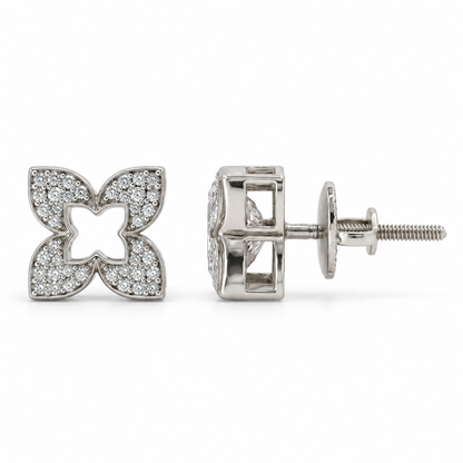 Lily Floral Shape Lab Grown Diamond Stud Earring
