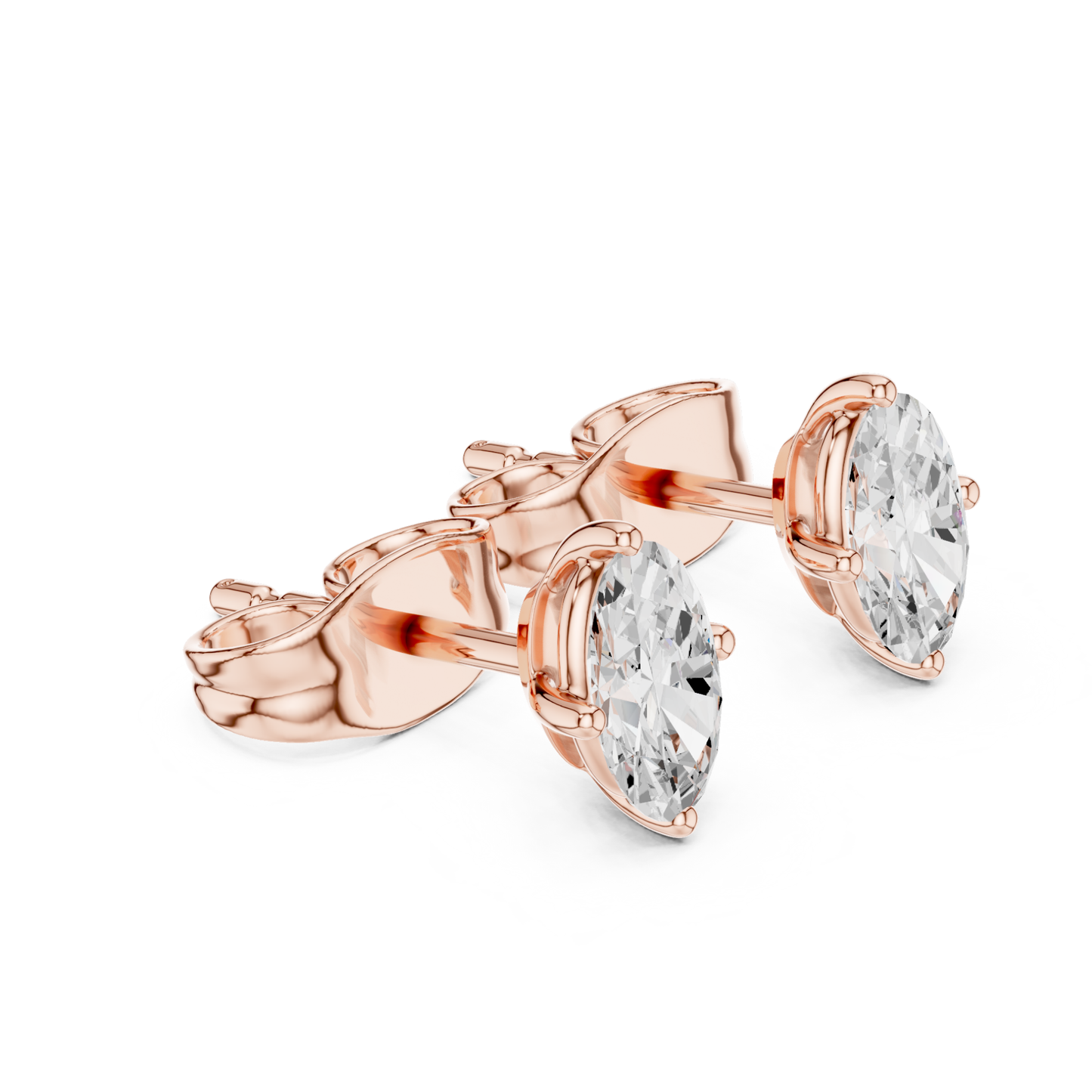 Oval Cut Lab Grown Diamond Solitaire 4 Prong Set Stud Earring