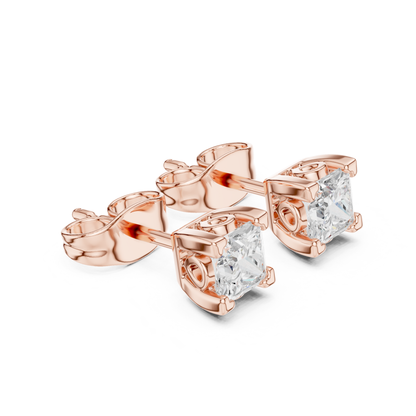 Princess Cut Lab Grown Classic Studs Solitaire Diamond Earring