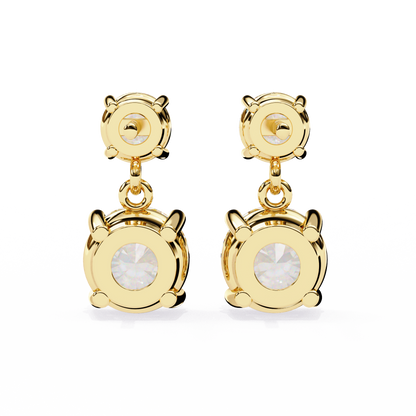 3.73Ct Round Cut Top Grade Lab Grown Diamond Elegant Dainty Classic Vintage Prong Set Drop Wedding Earring For Women's