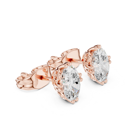 Oval Lab Grown Diamond Solitaire Rose Gold Stud Earring