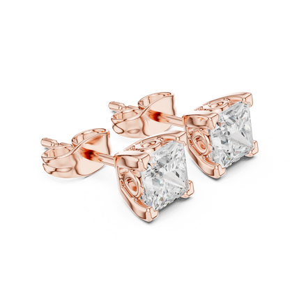 Princess Cut Lab Grown Diamond Solitaire Stud Earring
