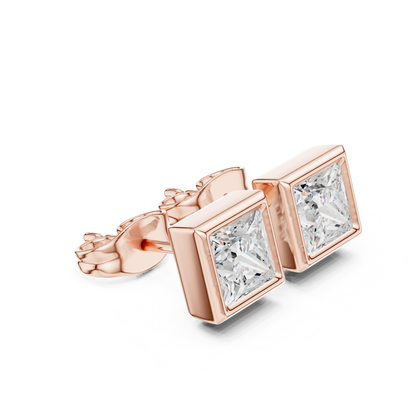 Princess Cut Lab Grown Diamond Vintage Stud Earrings