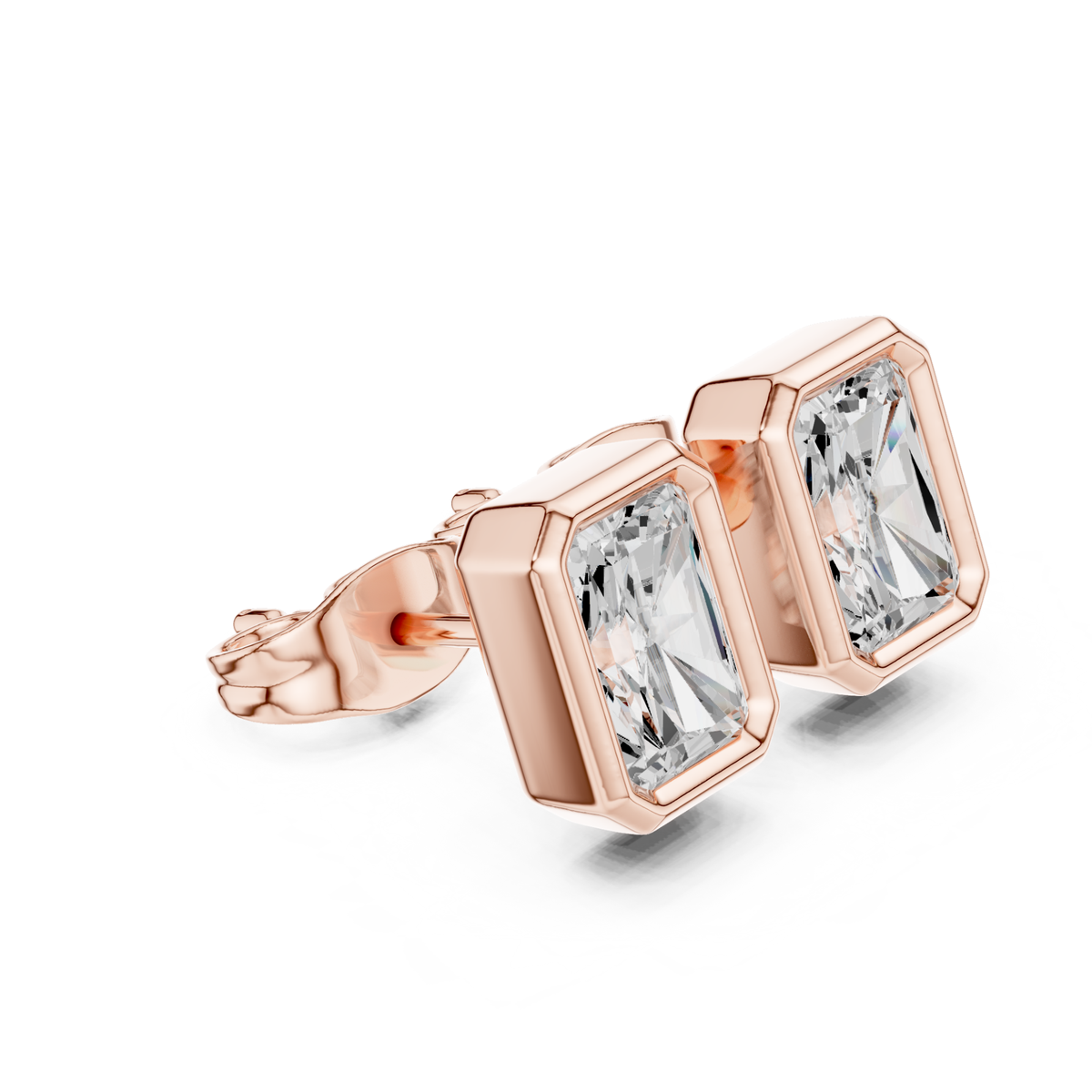 Radiant Cut Lab Grown Diamond Vintage Stud Earrings