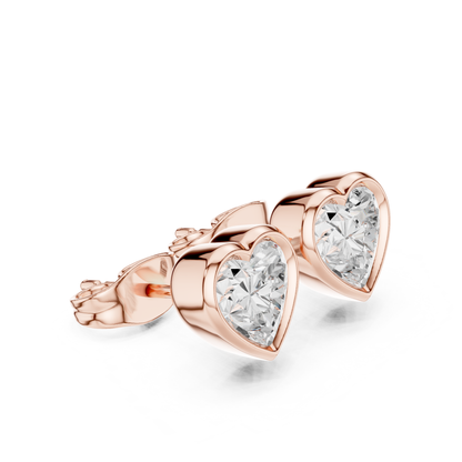 Heart Cut Lab Grown Diamond Vintage Stud Earrings