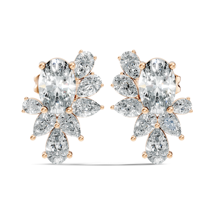 Oval and Pear Cut Lab Grown Diamond Unique Prong Stud Earring