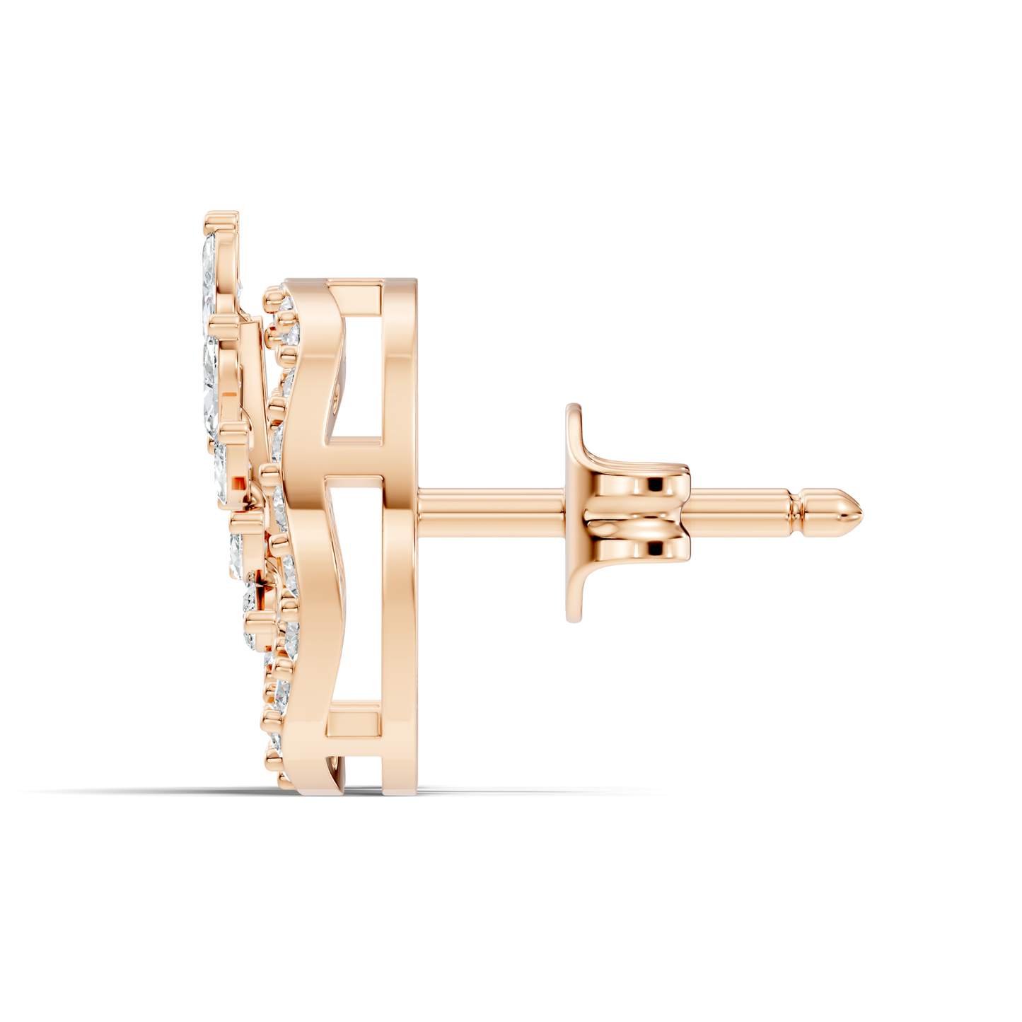 Marquise Cut Lab grown Diamond Leaf Halo Stud Earring