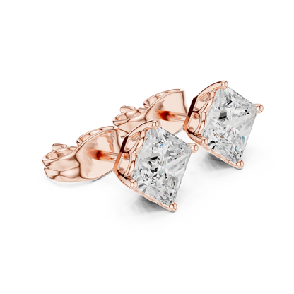 0.88Ct Princess Lab Grown Diamond Solitaire Stud Earring