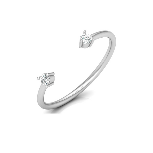 Personalized Open Cuff Round Cut Diamond Ring Lab-Grown & Natural Diamonds in 14K Solid Gold