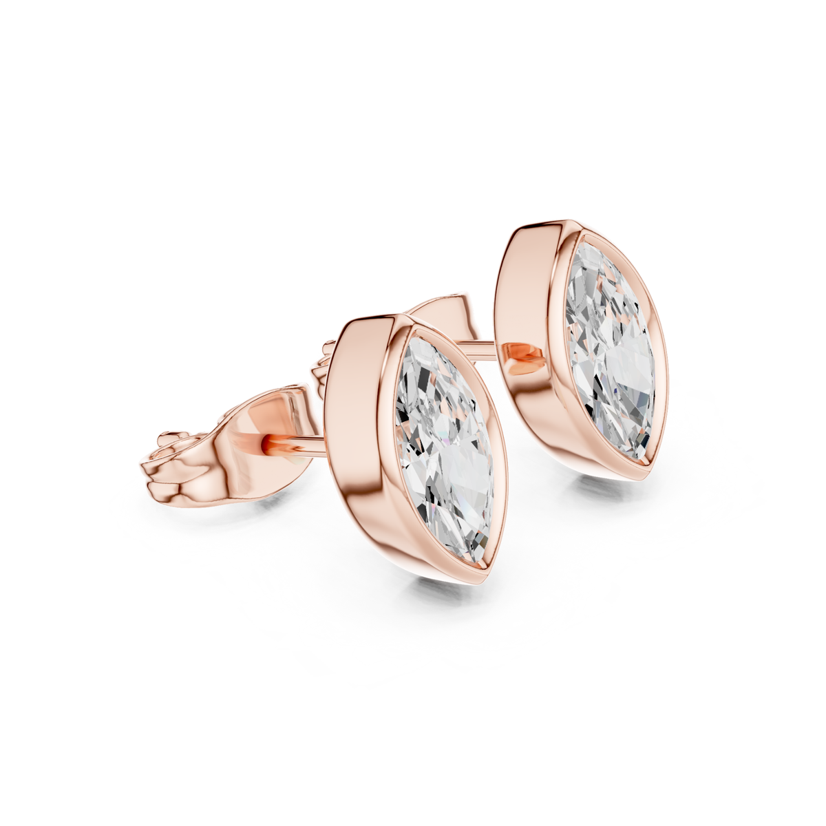 Marquise Cut Lab Grown Diamond Bezel Stud Earrings