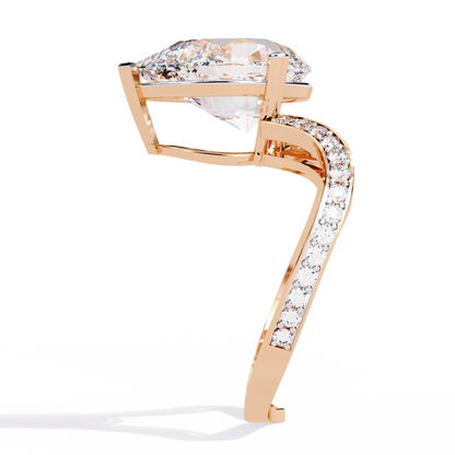 5.00Ct Pear And Round Cut White Colorless Diamond V Shape Antique Classic Stunning Wedding Ring Gift For Women's