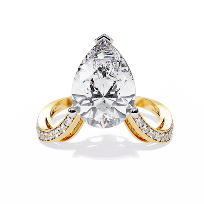 5.00Ct Pear And Round Cut White Colorless Diamond V Shape Antique Classic Stunning Wedding Ring Gift For Women's