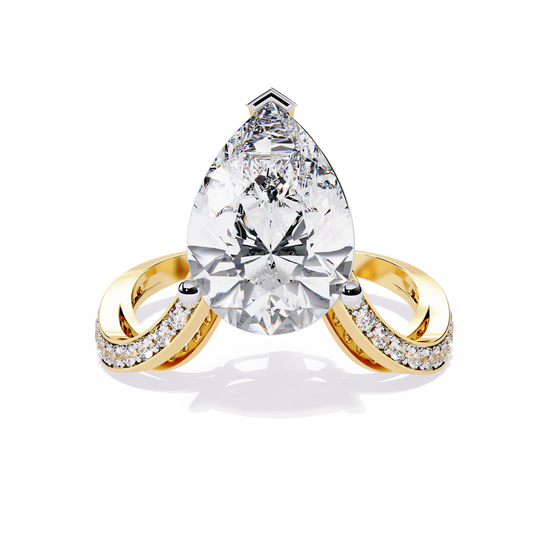5.00Ct Pear And Round Cut White Colorless Diamond V Shape Antique Classic Stunning Wedding Ring Gift For Women's