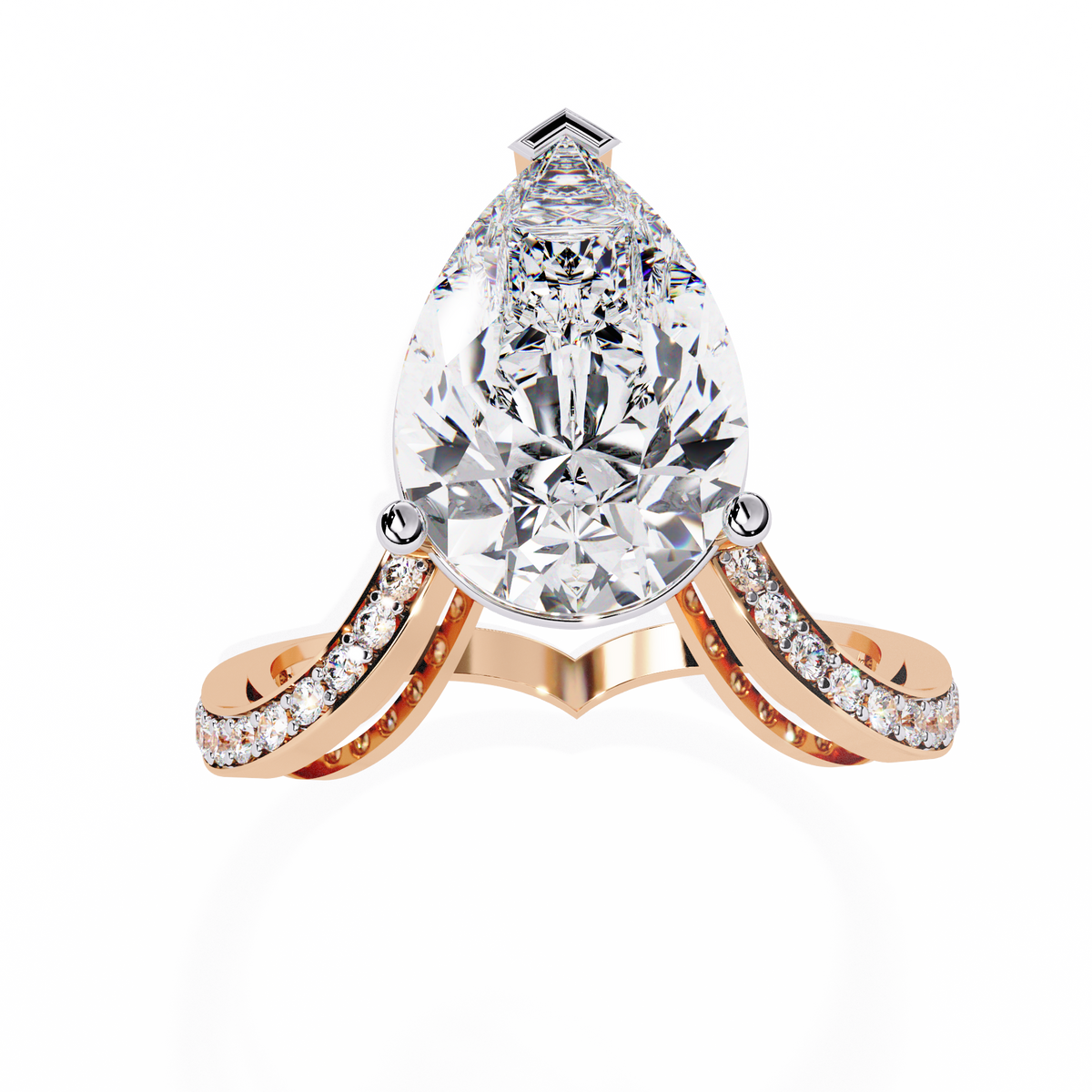 5.00Ct Pear And Round Cut White Colorless Diamond V Shape Antique Classic Stunning Wedding Ring Gift For Women's - HIGHCARAT DIAMONDS