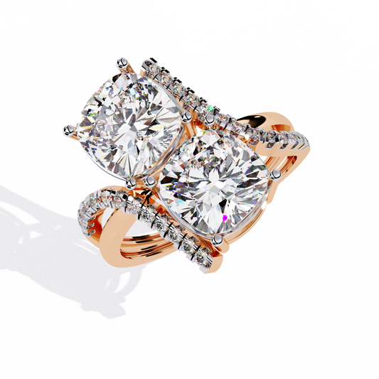 5.04Ct Round And Cushion Square Cut Diamond Elegance Timeless Stunning Dainty Bridesmaid Ring - HIGHCARAT DIAMONDS