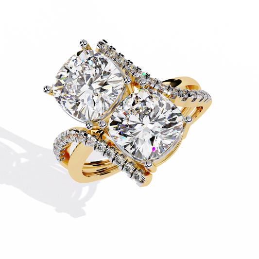 5.04Ct Round And Cushion Square Cut Diamond Elegance Timeless Stunning Dainty Bridesmaid Ring - HIGHCARAT DIAMONDS