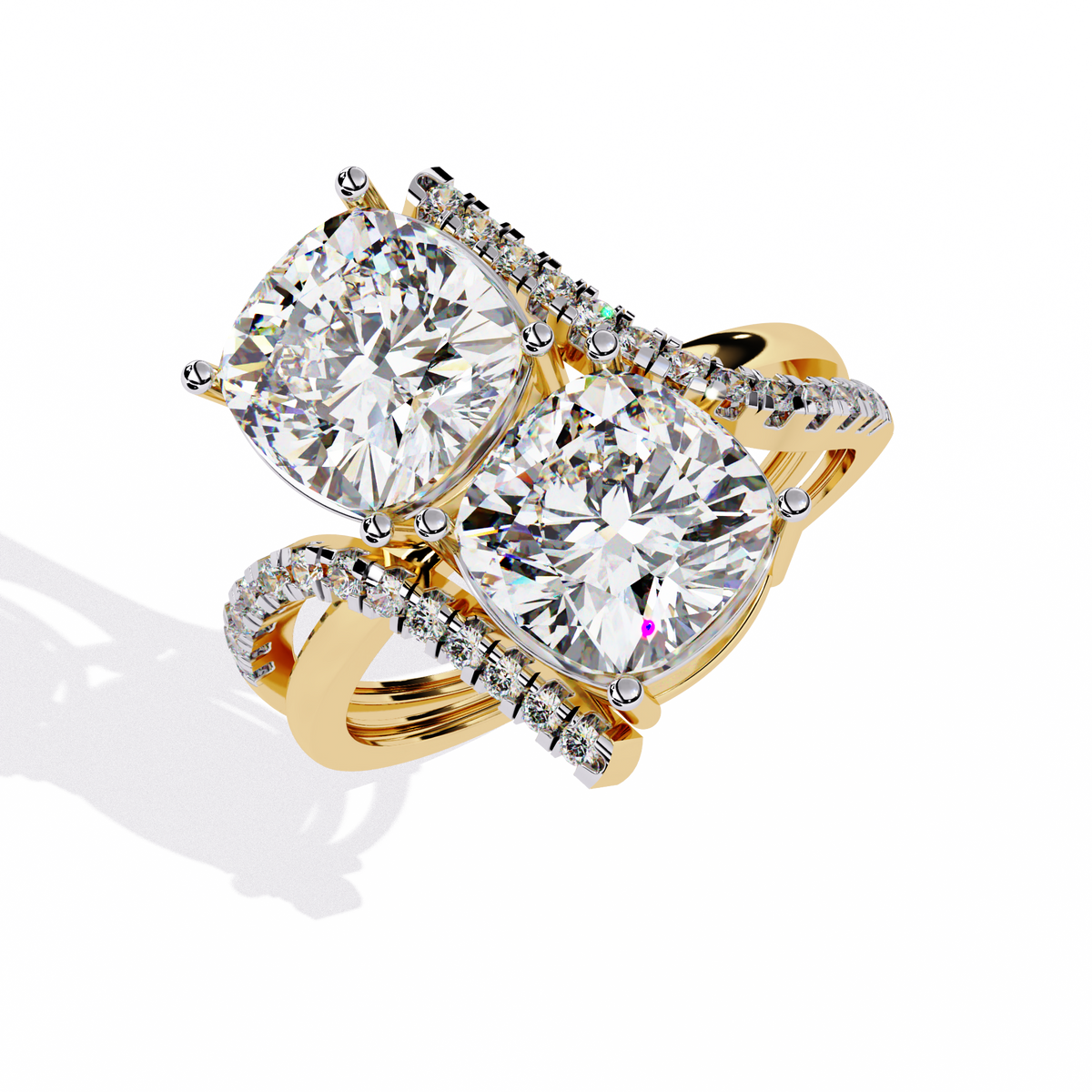 5.04Ct Round And Cushion Square Cut Diamond Elegance Timeless Stunning Dainty Bridesmaid Ring - HIGHCARAT DIAMONDS