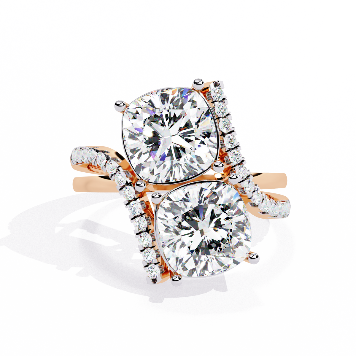 5.04Ct Round And Cushion Square Cut Diamond Elegance Timeless Stunning Dainty Bridesmaid Ring - HIGHCARAT DIAMONDS