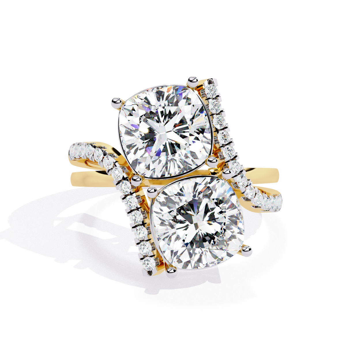 5.04Ct Round And Cushion Square Cut Diamond Elegance Timeless Stunning Dainty Bridesmaid Ring - HIGHCARAT DIAMONDS