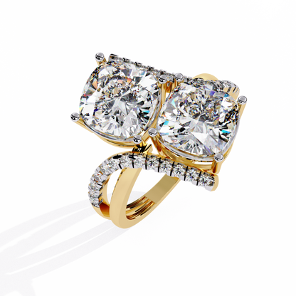 5.04Ct Round And Cushion Square Cut Diamond Elegance Timeless Stunning Dainty Bridesmaid Ring - HIGHCARAT DIAMONDS