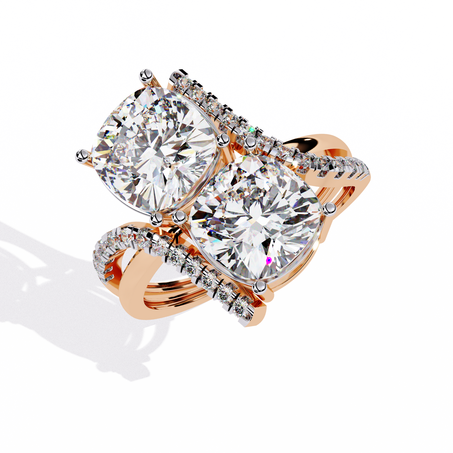 5.04Ct Round And Cushion Square Cut Diamond Elegance Timeless Stunning Dainty Bridesmaid Ring - HIGHCARAT DIAMONDS