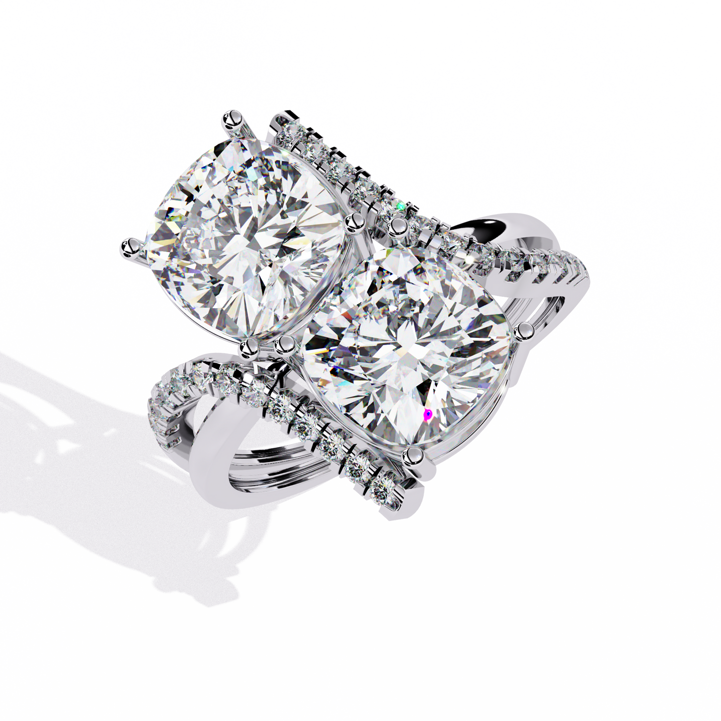 5.04Ct Round And Cushion Square Cut Diamond Elegance Timeless Stunning Dainty Bridesmaid Ring - HIGHCARAT DIAMONDS