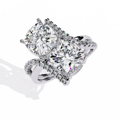 5.04Ct Round And Cushion Square Cut Diamond Elegance Timeless Stunning Dainty Bridesmaid Ring - HIGHCARAT DIAMONDS