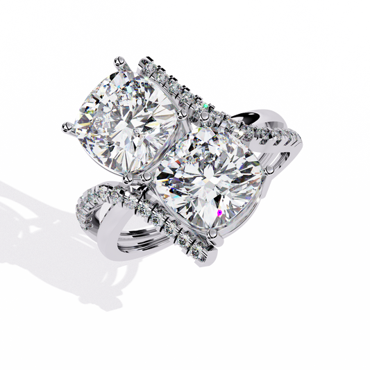5.04Ct Round And Cushion Square Cut Diamond Elegance Timeless Stunning Dainty Bridesmaid Ring - HIGHCARAT DIAMONDS