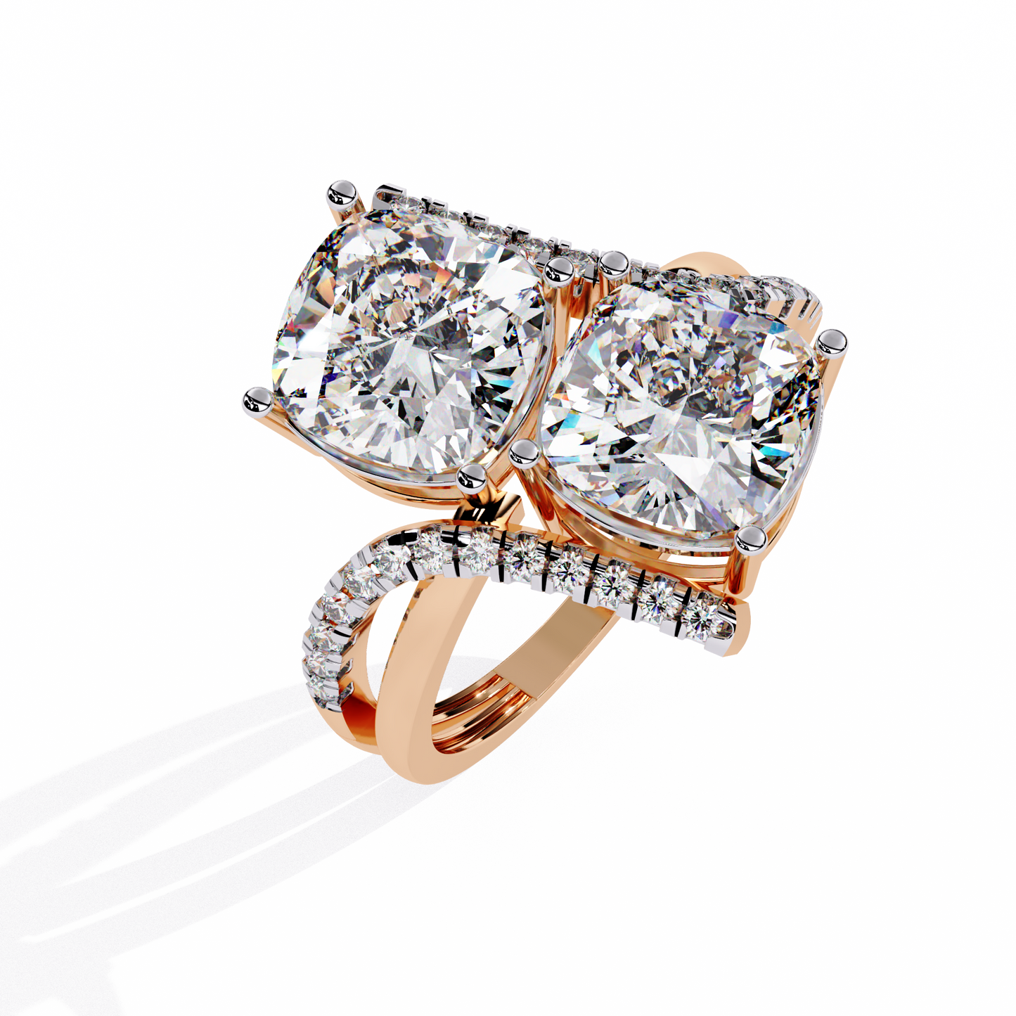 5.04Ct Round And Cushion Square Cut Diamond Elegance Timeless Stunning Dainty Bridesmaid Ring - HIGHCARAT DIAMONDS