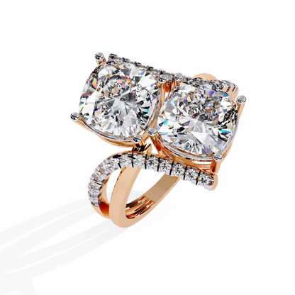 5.04Ct Round And Cushion Square Cut Diamond Elegance Timeless Stunning Dainty Bridesmaid Ring - HIGHCARAT DIAMONDS