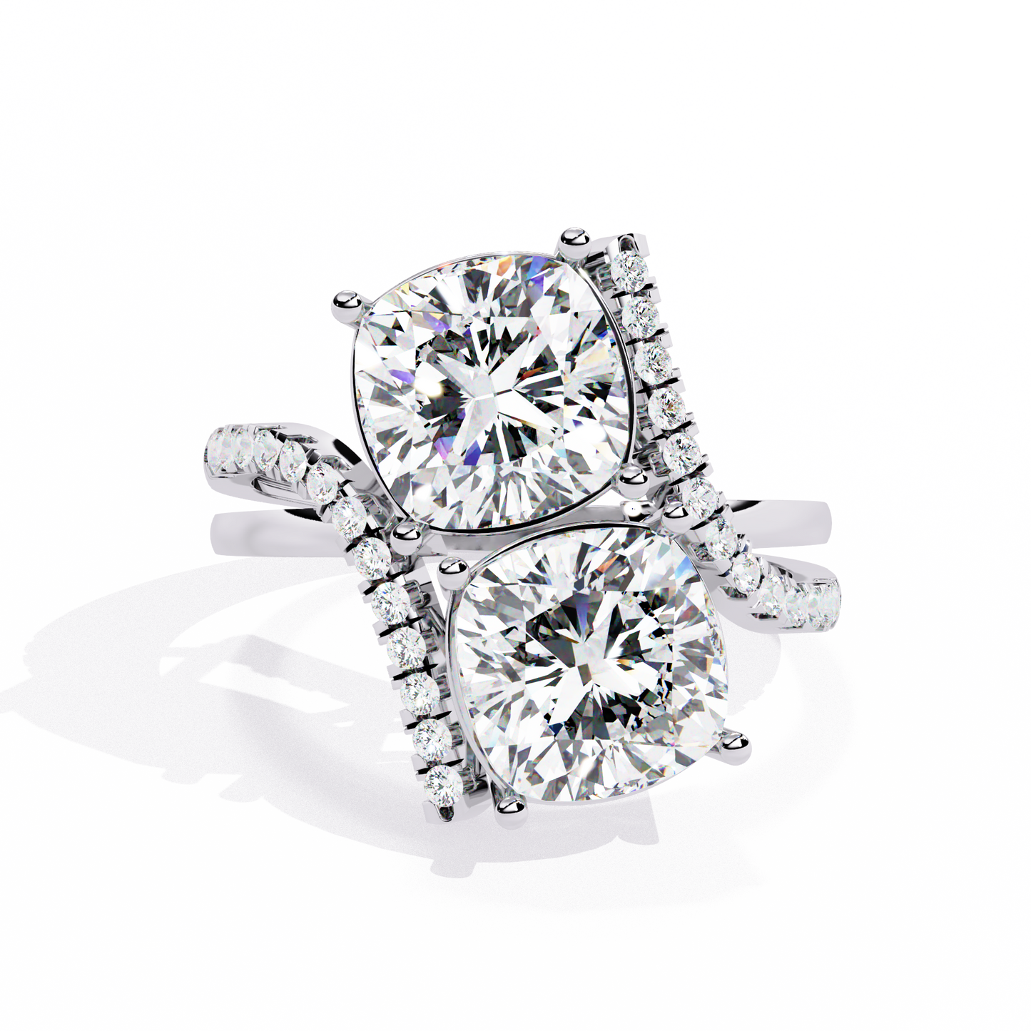 5.04Ct Round And Cushion Square Cut Diamond Elegance Timeless Stunning Dainty Bridesmaid Ring - HIGHCARAT DIAMONDS